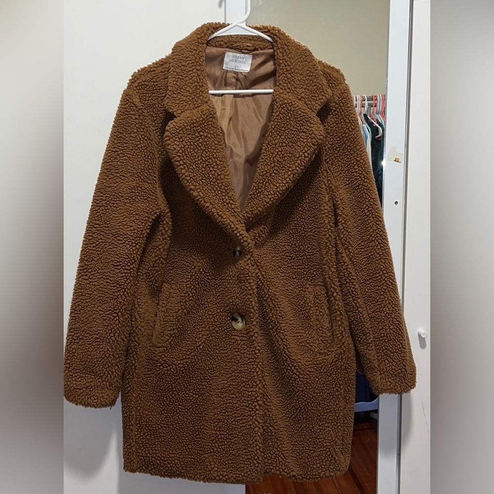 Large Brown Sherpa Trench Jacket.